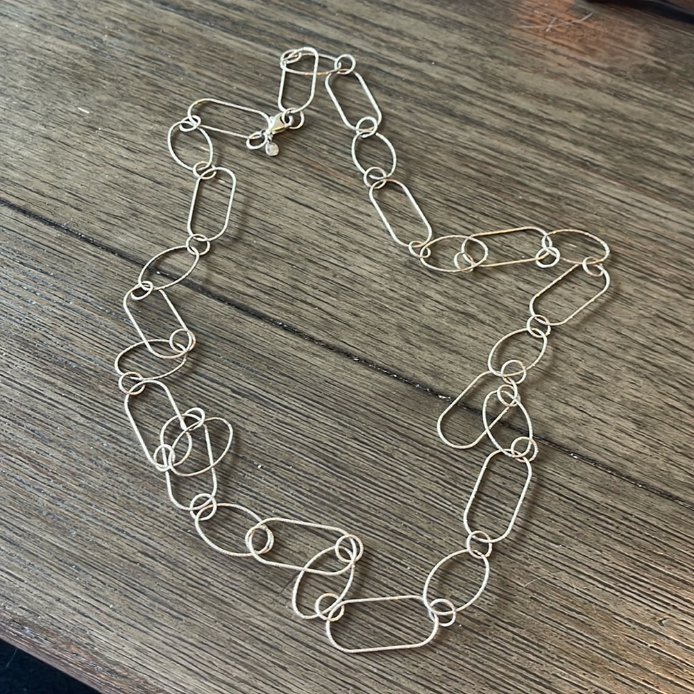 Premier Designs Silver Ovals Long Link Chain Necklace